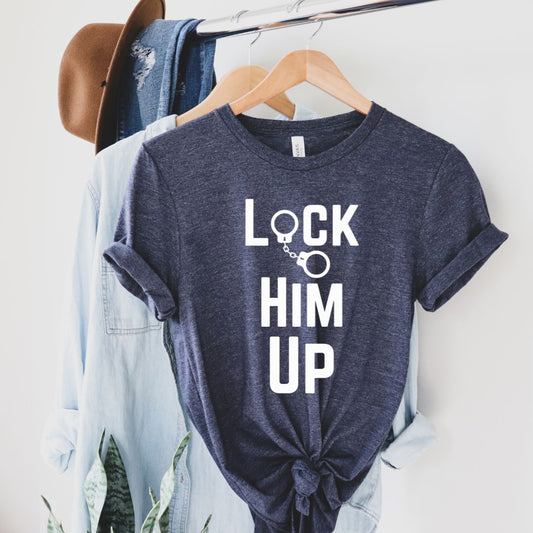 Lock Him Up with Handcuffs, Premium Unisex Crewneck T-shirt