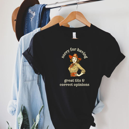 Sorry for Having Great Tits and Correct Opinions, Premium Unisex Crewneck T-shirt